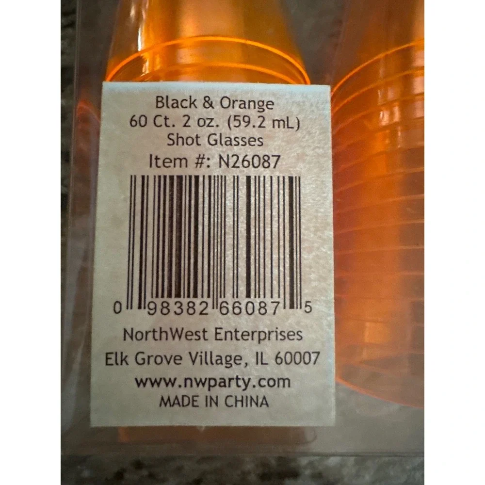 Party Essentials Brights Orange Plastic Shot Glasses 2oz‎ 60 Count N26087